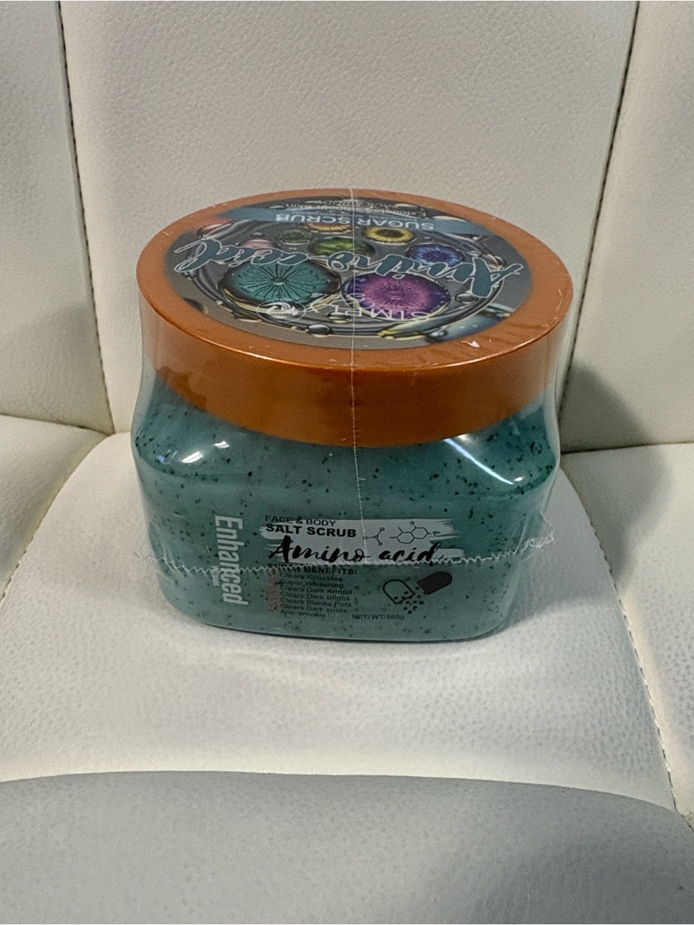 Simply Belle Amino-Acid Sugar Scrub - Blue Jar with Orange Lid